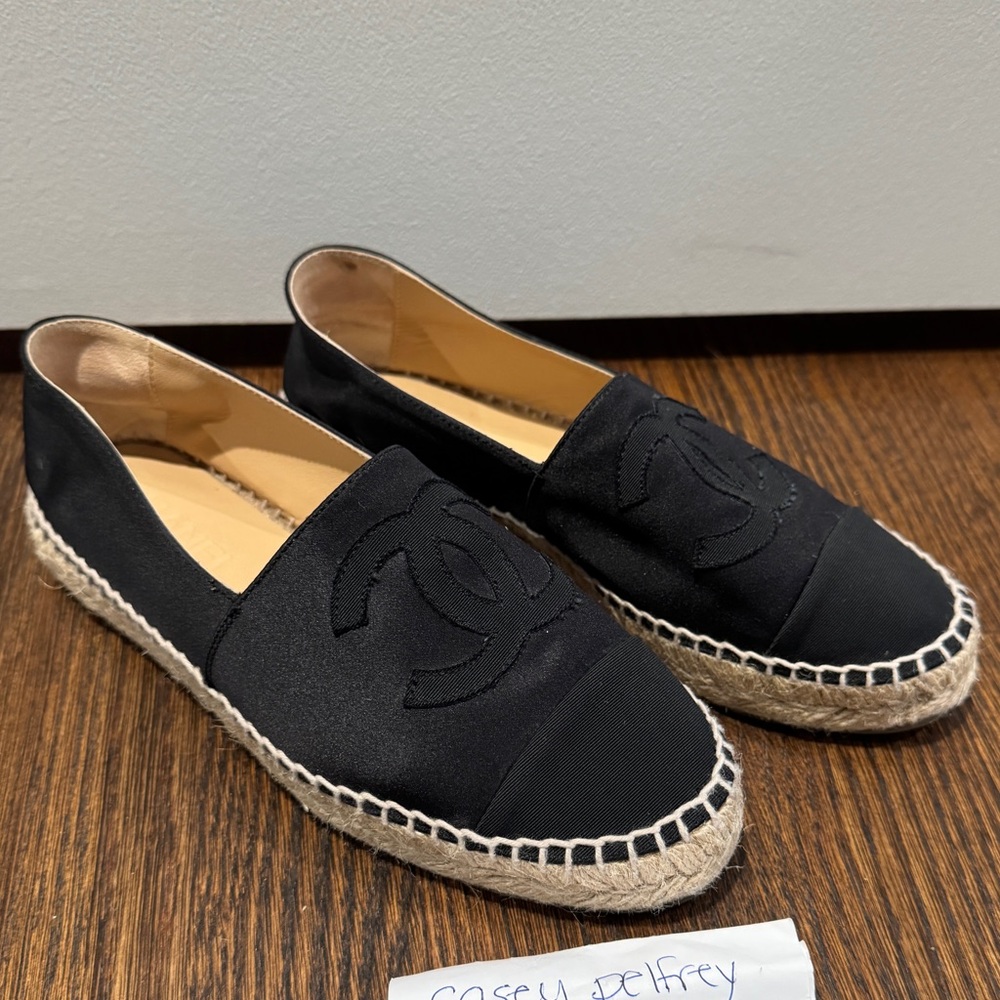 Chanel Black Satin Espadrilles size 37
